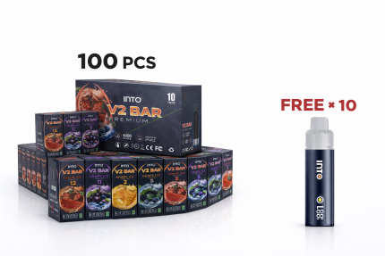 INTO V2 BAR POD 100 Packs Wholesale Bundle (With 10 Free Devices) - LocalCigSupplies Australia